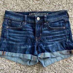 AE dark wash midi shorts